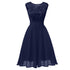 Sleeveless O-Neck Lace Upper A-line Prom Dress #Lace #Sleeveless #A-Line #Round Neck